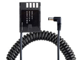 POWRIG power cable DMW-BLF19 Dummy Battery to DC 2.1mm Power Coiled Cable